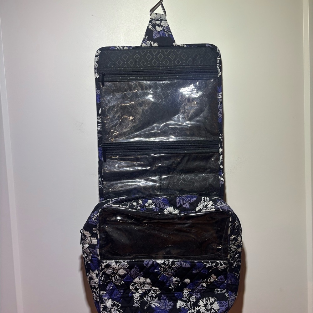 Vera Bradley Black and Purple Cosmetic Bag with Water-Resistant Fabric